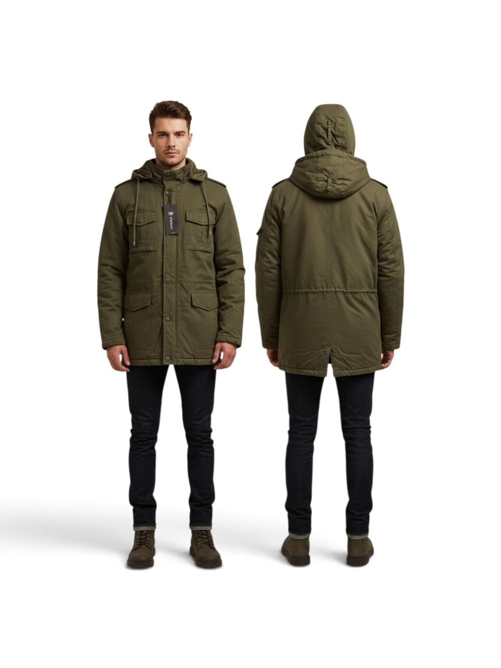 Men's Olive Performance Hooded Jacket